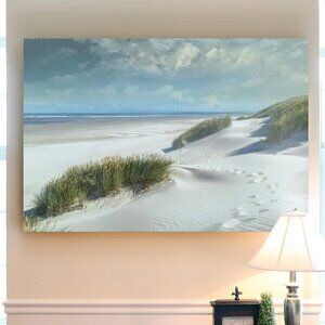 Nature Wall Art Landscape View of White Sandy Tropical Beach Ocean Canvas Hangin